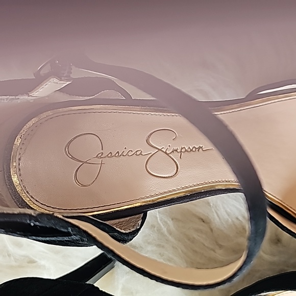 Jessica Simpson black suede stiletto sandals ankle straps high heel - Picture 8 of 13